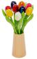 Preview: Tulpenstrauß aus Holz in einer natur Design Holz-Vase 9 Holztulpen, 20 cm hoch, handbemalt, Blumenstrauß, Dekoration, Made in Holland